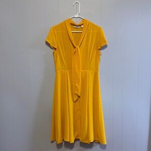 New York & Company Mustard Yellow A-Line Midi Dress Size 8 NWOT